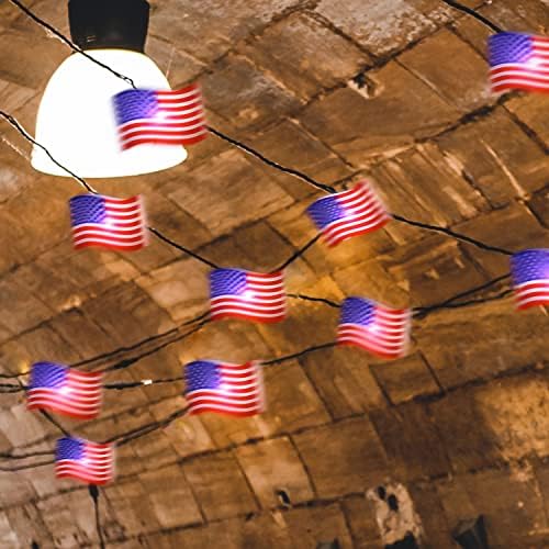 Dan nezavisnosti Patriotski dekor, Impress Life američka zastava String Lights za 4. jul, 10ft 30 LEDs