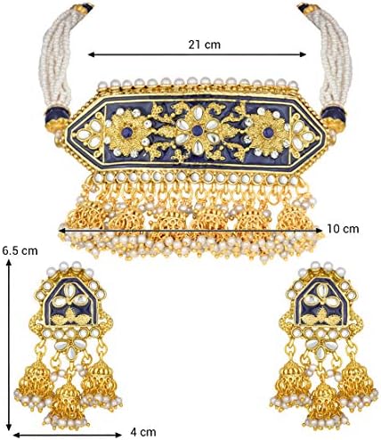 Aheli Moderan tradicionalni emajl Faux Kundan privjesak naušnice Indijski modni etnički Bolivudski nakit za žene