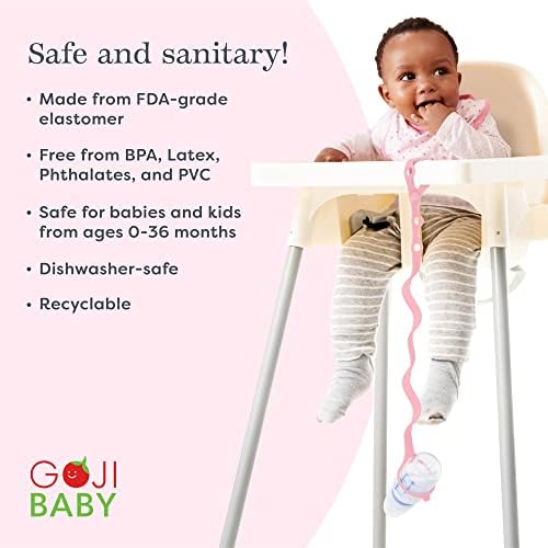 Goji Baby Bottle Bungees - traka za držač Sippy šoljica-Sippy šolja i sigurnosni konopac za igračke - držite osnovne potrepštine na dohvat ruke - za djecu uzrasta 0-36 mjeseci-bez BPA i ftalata - [Pink 1pk]
