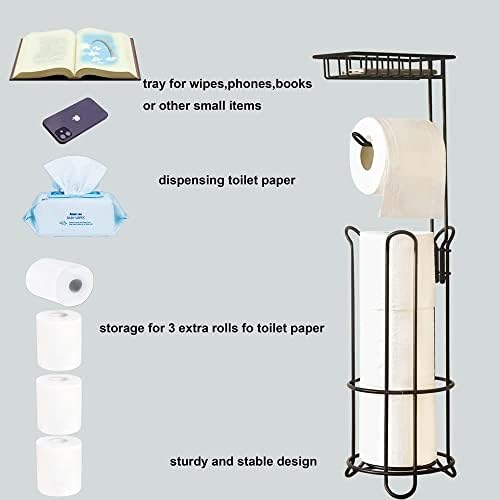 DDScolour kupaonica toaletni papir za pohranu držač papira Spremanje rezervoara, besplatni držač za toaletni papir sa policom, čvrst samostojeći raspored papira, bakar