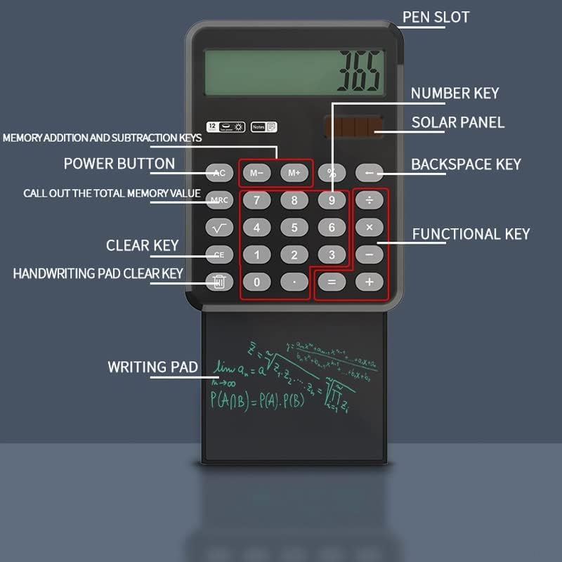 SDFGH rukopis kalkulator kalkulatora 12-znamenkasti solarni kalkulator Dvostruki napajanje Kompaktni prijenosni kalkulator velikog ekrana