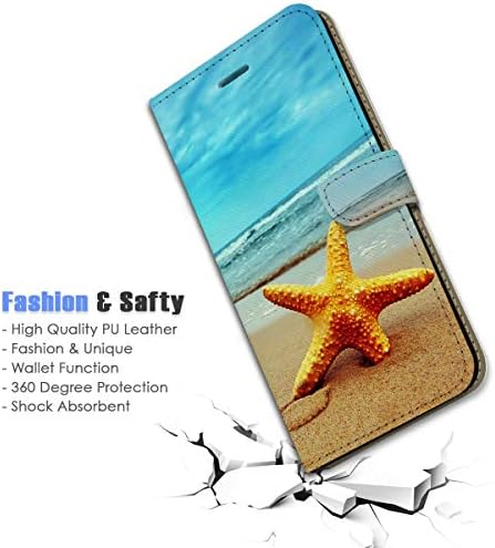 za iPhone 12 Mini, dizajniran poklopac futrole za telefon sa preklopnim novčanikom, A0021 plaža Starfish