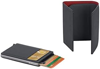 WALSMART PRO Safiano dimljeni RFID blokirajući tanak kožni novčanik - aluminijumski pop-up držač kartice za muškarce / žene