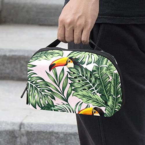 Prijenosni elektronski Organizator torbica Torbe Tropical Green Jungle Palm Hummingbird putni kabl torba za skladištenje čvrstih diskova, USB, SD kartica, punjač, Power Bank, slušalice