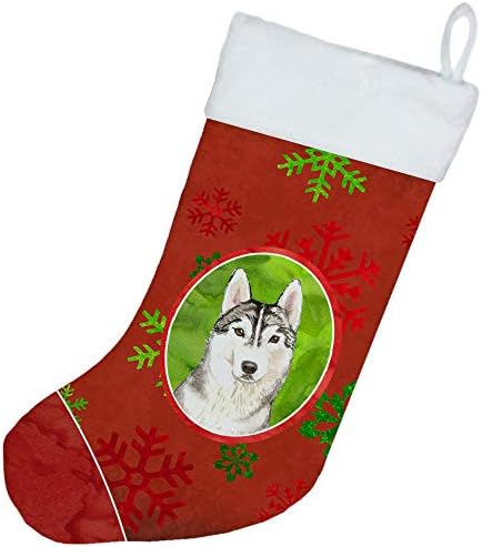 Caroline's CHK4007CS Božićne pahulje Sibirske husky božićne čarape, kamin Viseći čarape Božićna sezona Dekor