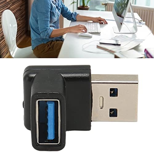 Qinlorgo USB muški za USB ženski adapter, USB muški do ženskog adaptera 90 stupnjeva prijenos punjenja pravim uglom za PC