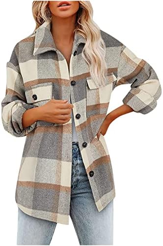 Žene plus veličine Ležerni tunički košulja Coat Cysy Dnevna vunena mješavina bluza kaput modni