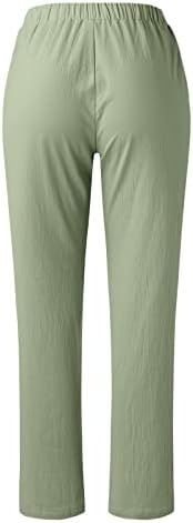 Gufesf Ženske ljeto obrežene pamučne platnene kapke hlače konusne pantalone za gležnjeve s džepovima plus veličine boho hlače