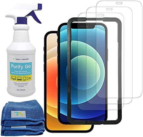 Tech Armor Bundle Protection za Apple iPhone 12 i 12 Pro 6.1 inčni sprej za čišćenje ekrana [16 Oz] sa krpama od mikrovlakana-najbolje za iPhone, iPad, pametne telefone i zaštitu ekrana od balističkog stakla 3