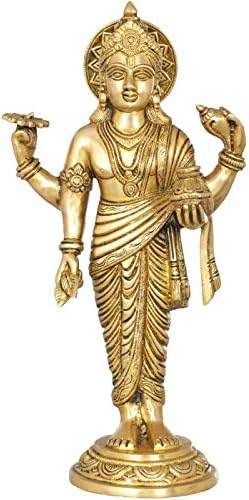 Aona India Brass Dhanvantari - ljekar Božji figurin - visina 15 inča