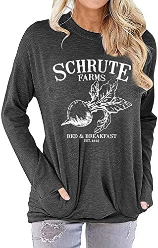 Ounar ženske majice Schrute Farms Slatka uredska grafička majica dukserica sa džepom