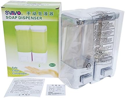 Svavo V-8102 Dual Chambers Plastični zidni tuš šampon Tekući raspršivač sapuna White, Chrome 500ml *