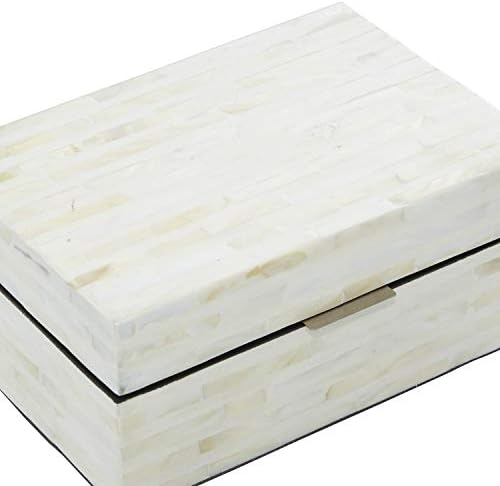 Deco 79 kutija za pravokutnik školjke sa matičnom invalidom bisera, set od 2 12 , 8 w, bijeli