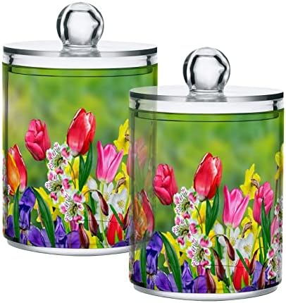 INNEWGOGO proljeće cvijeće narziji tulipani 2 pamuk pamuk SWAB HOLDER Organizator plastični