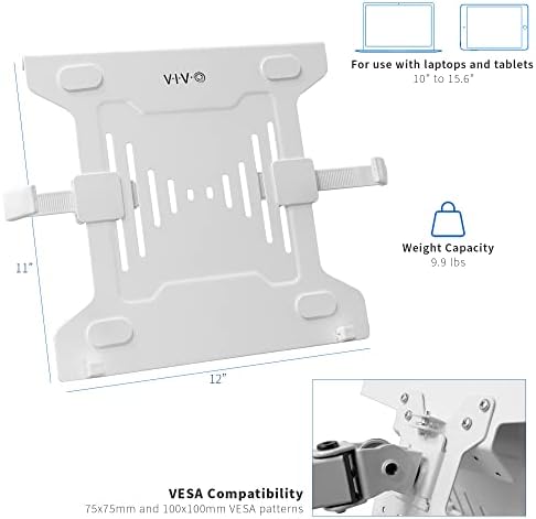 Vivo Universal Podesiv 10 do 15,6 inčni nosač laptopa za VESA kompatibilne monitor, ladicu za notebook, bijeli, stand-lap3w