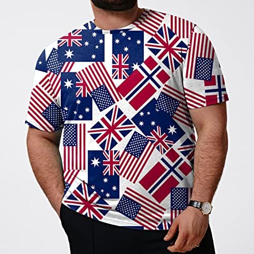 Ruiruilico Muške patriotske majice Amerika Zastava Ljetne casual majice kratkih rukava Raspust Fit Graphic