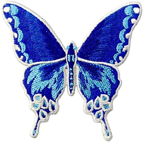 Butterfly vezena značka glačalo na šivanju na flasteru, plavo