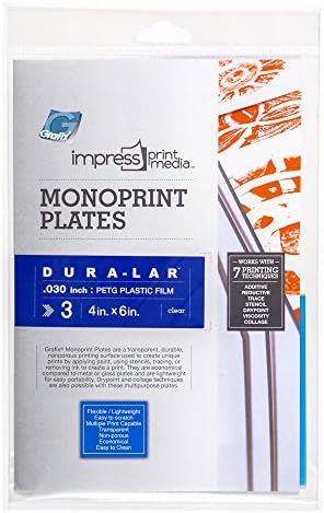 Grafix Impress Media Media Monoprint ploča 4 x 6 , pakovanje 3 - prozirna, lagana, ne porozna