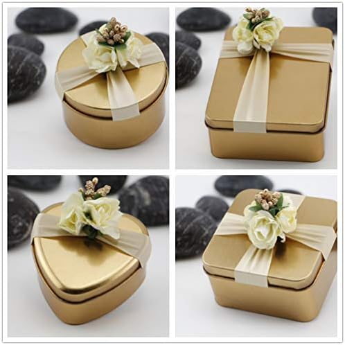 Aboofan Vjenčani poklopci Metalni limenci Candy Favority Poklon kutije Čokoladni slatki kutije za rođendan vjenčanja Valentines Day svadbene tuš kabine Favors Golden Površina M