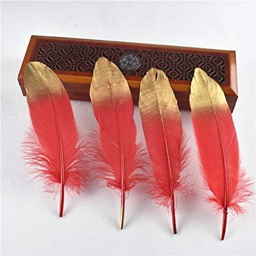 TTNDstore 10kom / lot zlato umočen prirodni guska pero za Crno perje za izradu nakita Plume Decor