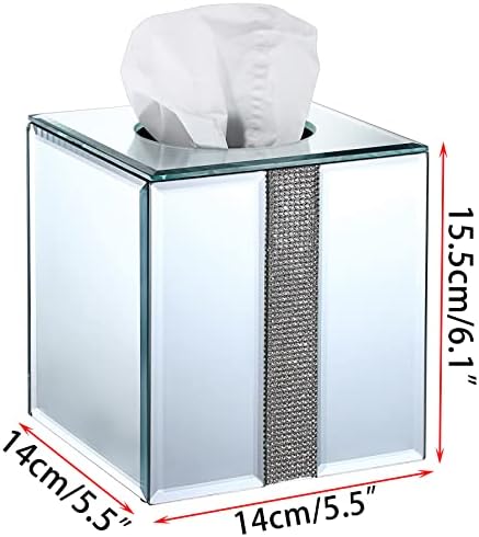 Poklopac kutija za kristalno tkivo tkiva - ukrasno stakleno kocke tkiva držač kutije, stilski zrcalni držač lica za kupaonicu za kupatilo Tanity Dresser noćni postolje Contratop uredski dekor