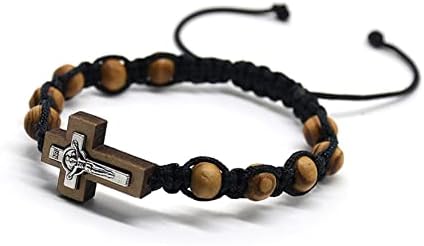 Šareni Bling modni vjerski 10mm drvene perle poprečna narukvica za muškarce žene vjera molitva ručno