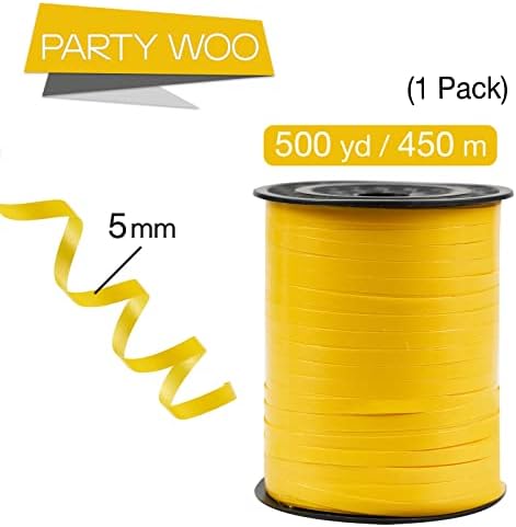 PartyWoo žuta traka, traka za uvijanje 500 jardi za zanate, traka za balone, jednobojna traka za umotavanje