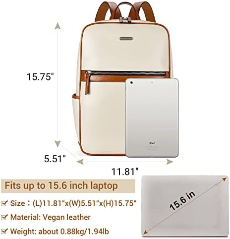 Bromenska ruksaka za laptop za ženske kože 15,6 inčni ruksak računara Veliki kapacitet Business Travel Daypack torba Beige