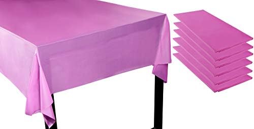 Fuchsia ružičasta plastična stolnjak - 6-pakovanje 54 x 108-inčni pravokutni poklopac za jednokratnu upotrebu, savršen za bankete na švedskom stolu ili dugim pikskim stolovima, unutarnji ukras na otvorenom za bilo koju zabavu, 4,5 x 9 stopa