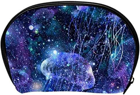 Mala šminkarska torba, patentno torbica Travel Cosmetic organizator za žene i djevojke, Galaxy Jellfish Blue Universe Starry Sky Mliječni put