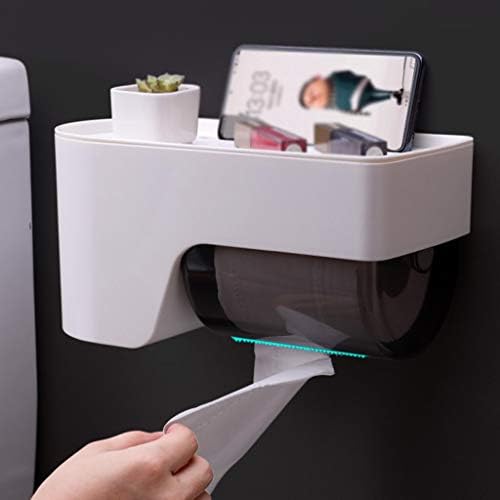 Jydqm držač toaletnog papira, besplatna instalacija za probijanje vodootporni držač rolne toaletnog papira sa spremištem za mobilni telefon za kupatilo,kuhinju