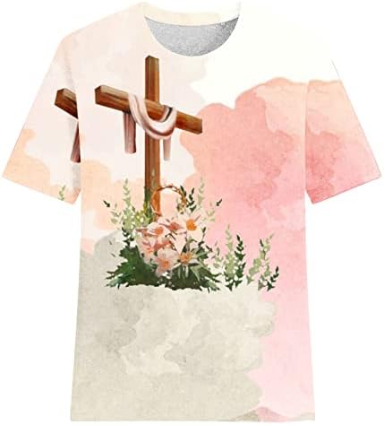 Ležerni ljetni vrhovi za žene Novelty Neon Cross Grafički tees Kratki rukav Crewneck Tunike Modna labava bluza