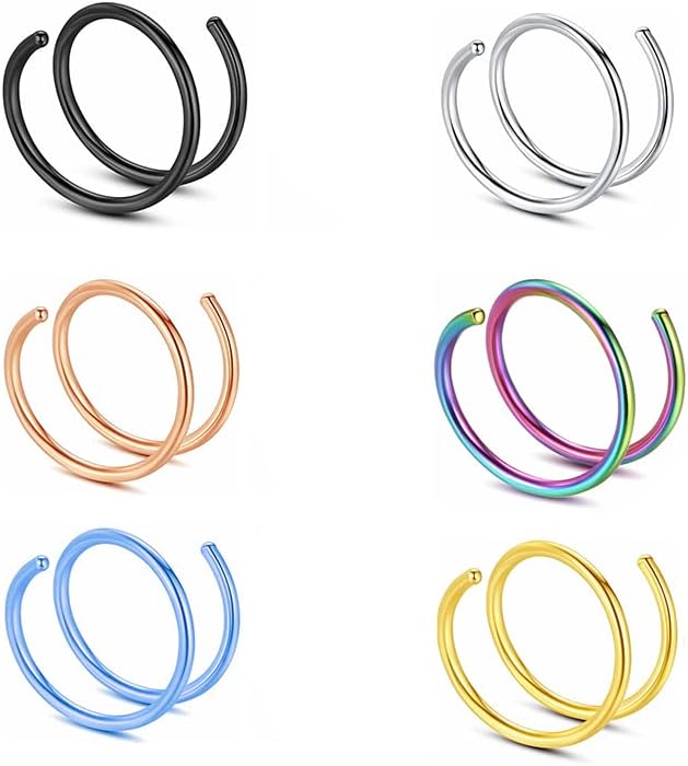 Oyalma dvostruki obruč za nos prstenovi mješovite boje Body Clips Hoop Set Za Žene Muškarci