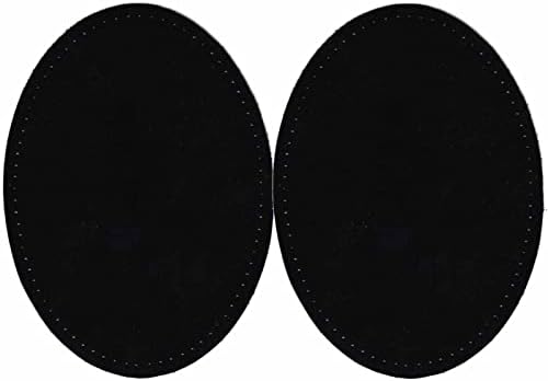 Dvije velike šivajuće prirodne zakrpe za lakat od antilop 4,75 u x 6,5 u - crno