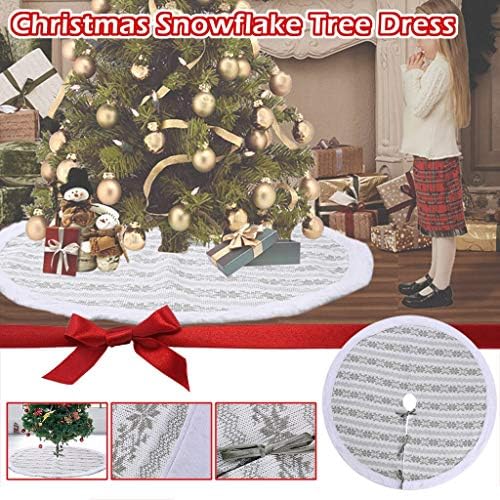 Ywszy božićna suknja, božićne suknje drveća ukras sivi snowflake pletena haljina drveća 1,2m božićne pahulje pletenje Veliko drvo pregača