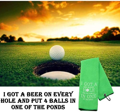 GJTIM Golf poklon za muškarce Imam pivo na svaku rupu i stavio 4 kugle u jednom od ribnjaka vezeni Golf ručnik sa klipom poklon Golf oprema za golf Lover pivo Lover
