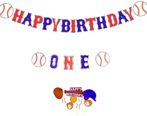 Amosfun bejzbol tematski baneri torta tipovi rođendanski zabava Sretan rođendan baneri Party Decorativni