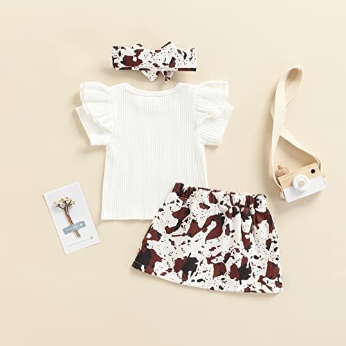 Dojenčad za bebe Ljetne suknje odijelo kratki rukav ruffle košulja i casual leopard suknja sa trakom