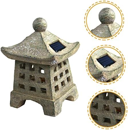 Yardwe Solarna Dekorativna Svjetla Japanski Fenjer Vintage Fenjer Vanjski Dekor Balkonska Dekoracija Zen Dekoracija Vrta Japanski Zen Dekoracija Vrta Pagoda Vrtna Statua Japanski Dekor