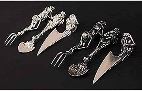 GLCDBU Setovi skeletnog pribora za jelo za Noć vještica, 9 kom metalni Set ravnog posuđa kostur ForkSpoonKnife,za