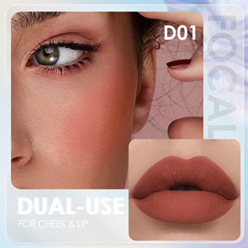 FOCALLURE Velvet-hazy Matte Cheek Lip Mud Dual-use for Lips And Cheek Lip Clay High Pigment ruž