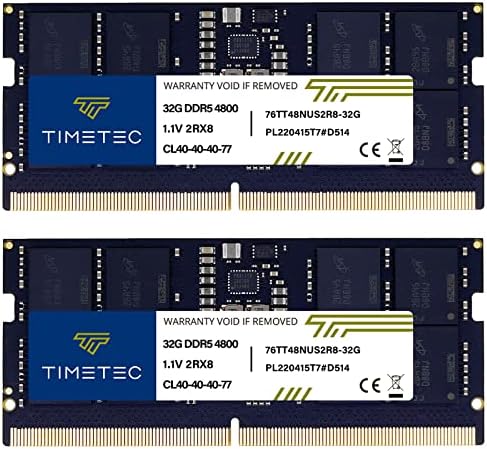 TimeTec 64GB komplet DDR5 4800MHz PC5-38400 Neplaćeni ne-ECC 1.1V CL40 2RX8 Dual rang 262 PIN SODIMM