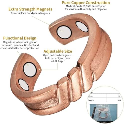Yinox bakarski prstenovi za žene za artritis Bol ublažavanje magnetske terapijske prstene, sa 3500 Gauss magneta