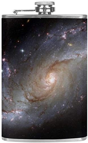Hip tikvica za tečnost od nerđajućeg čelika nepropusna sa lijevkom 7.7 Oz kožna navlaka odlična ideja za poklon tikvica - zvjezdano nebo Noćna galaksija