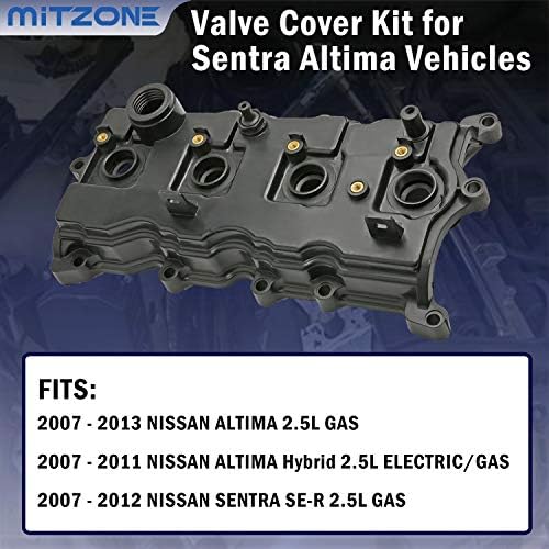 Mitzone Poklopac ventila motora sa vijcima za brtve i kapu za ulje kompatibilan sa 2007-2013 Nissan Altima Sentra SE-R 2.5L Dio # 13264-JA00A 13270-JA00A