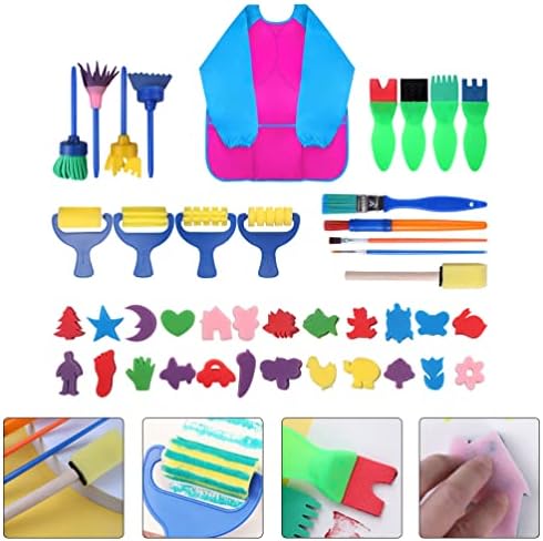 Ultnice Toddler Postavite spužva slikanje komplet alata za farbanje platnene tablet tabletop Easel Art Smock Boja boja za miješanje tabele za djecu