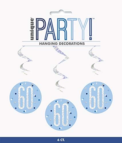 Jedinstvena zabava 83801 plavi prizmatični ukrasi 60. rođendana, 32 6 kom, starost 60
