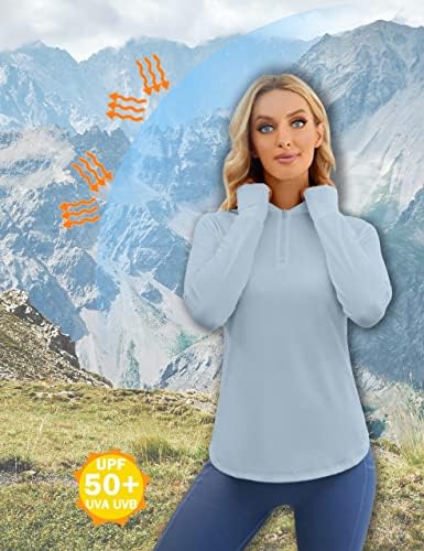 BMJL ženska majica 50+ vježbi s dugim rukavima trčanje planinarske majice1 / 4 zip pulover Brzi suhi atletski vrhovi