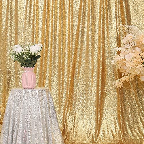 Vječna ljepota Zlatna pozadina za vjenčanje sa šljokicama fotografija pozadinska zavjesa za zabavu, 6Ft X 8ft