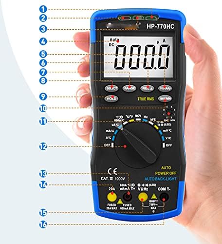 Walnuta digitalni automat-asortiman Multimeter AC DC napon Merač temperature / frekvencije / dužnosti